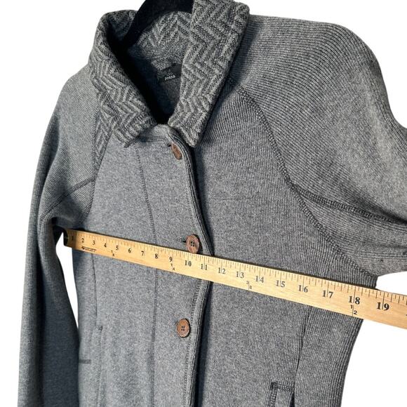 Prana Womans S Lucia Wool Blend Knit Sweater Jacket Herringbone Cozy Gray EUC! - Picture 4 of 8